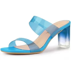 Allegra K Women's Colorful Straps Clear Heels Chunky Heel Clear Sandals -Style Haven Shop GUEST f2e6578c b94f 47f5 935a 436154c4131b