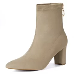 Allegra K Women's Pointed Toe Zipper Chunky Heels Ankle Boots -Style Haven Shop GUEST f321a669 6387 49c9 861f 8525b9608910