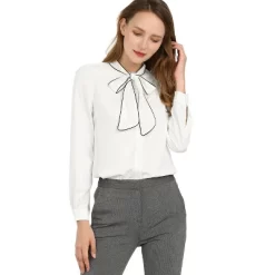 Allegra K Women's Tie Neck Contrast Color Button Down Long Sleeves Shirt 16 Allegra K Women's Tie Neck Contrast Color Button Down Long Sleeves Shirt -Style Haven Shop GUEST f3a14a78 72b8 4c99 8384 af47f8e6d560