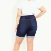 Women's Plus Size Turn Up Cuff Denim Short - Dark Wash | EVANS