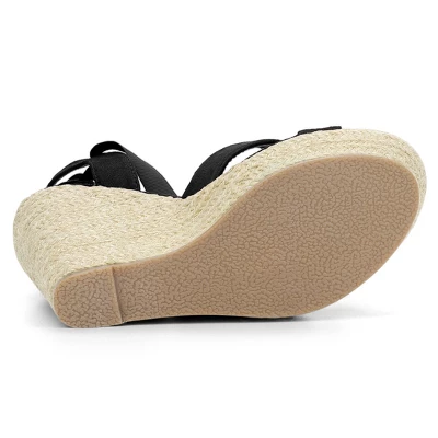 Allegra K Women's Espadrille Platform Lace Up Wedges Sandals 6 Allegra K Women's Espadrille Platform Lace Up Wedges Sandals - Image 4