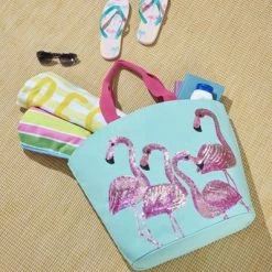Mina Victory Flamingo Turquoise Beach Tote Bag -Style Haven Shop GUEST f4b74028 554c 4e00 81ff f832f20ead10