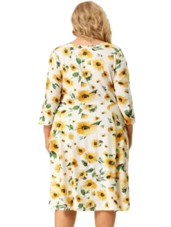 Agnes Orinda Women's Plus Size 3/4 Sleeve Sweetheart Neck Floral Midi Dress 11 Agnes Orinda Women's Plus Size 3/4 Sleeve Sweetheart Neck Floral Midi Dress -Style Haven Shop GUEST f7bac151 8515 41e1 baa4 0be7164da97c