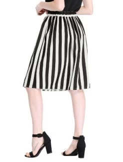 Allegra K Women's Stripes Button Front Elastic Back A-Line Midi Skirt -Style Haven Shop GUEST f853eec0 de52 4e55 a2b9 21e5a3074434