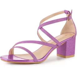 Allegra K Women's Glitter Crisscross Strap Chunky Sandals -Style Haven Shop GUEST f87d4812 5cf1 430a 93c3 1f1b70a2db74