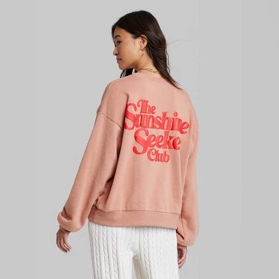 Women's Ascot + Hart Sunshine Fleece Graphic Pullover Sweatshirt - Orange 4 Women's Ascot + Hart Sunshine Fleece Graphic Pullover Sweatshirt - Orange - Image 2