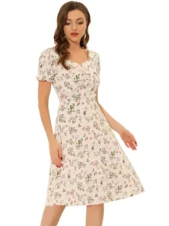 Allegra K Women's Floral Sweetheart Neck Smock Ruffle Print A-Line Dress 18 Allegra K Women's Floral Sweetheart Neck Smock Ruffle Print A-Line Dress -Style Haven Shop GUEST f9914841 3602 4a34 8bb1 221fef0cc958