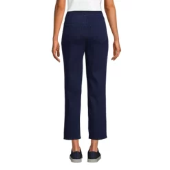 Lands' End Women's Starfish High Rise Pull On Knit Denim Straight Crop Jeans
