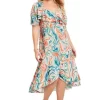 June + Vie By Roaman's Women’s Plus Size Printed Midi Dress
