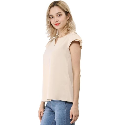 Allegra K Women's Work Business Casual Plain Cap Sleeve Blouse 3 Allegra K Women's Work Business Casual Plain Cap Sleeve Blouse