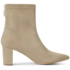 Allegra K Women's Pointed Toe Zipper Chunky Heels Ankle Boots -Style Haven Shop GUEST fd777368 9587 48b6 a537 ed0b3d224bc3