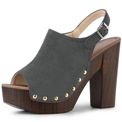 Allegra K Women's Open Toe Slingback Platform Chunky Heel Sandals 16 Allegra K Women's Open Toe Slingback Platform Chunky Heel Sandals - Image 14