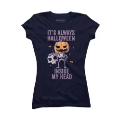 Junior's Design By Humans It's Always Halloween Inside My Head Funny Cute Spooky By EduEly T-Shirt -Style Haven Shop GUEST ffc5d28c 914f 416a ac37 7cd55be9f9d0